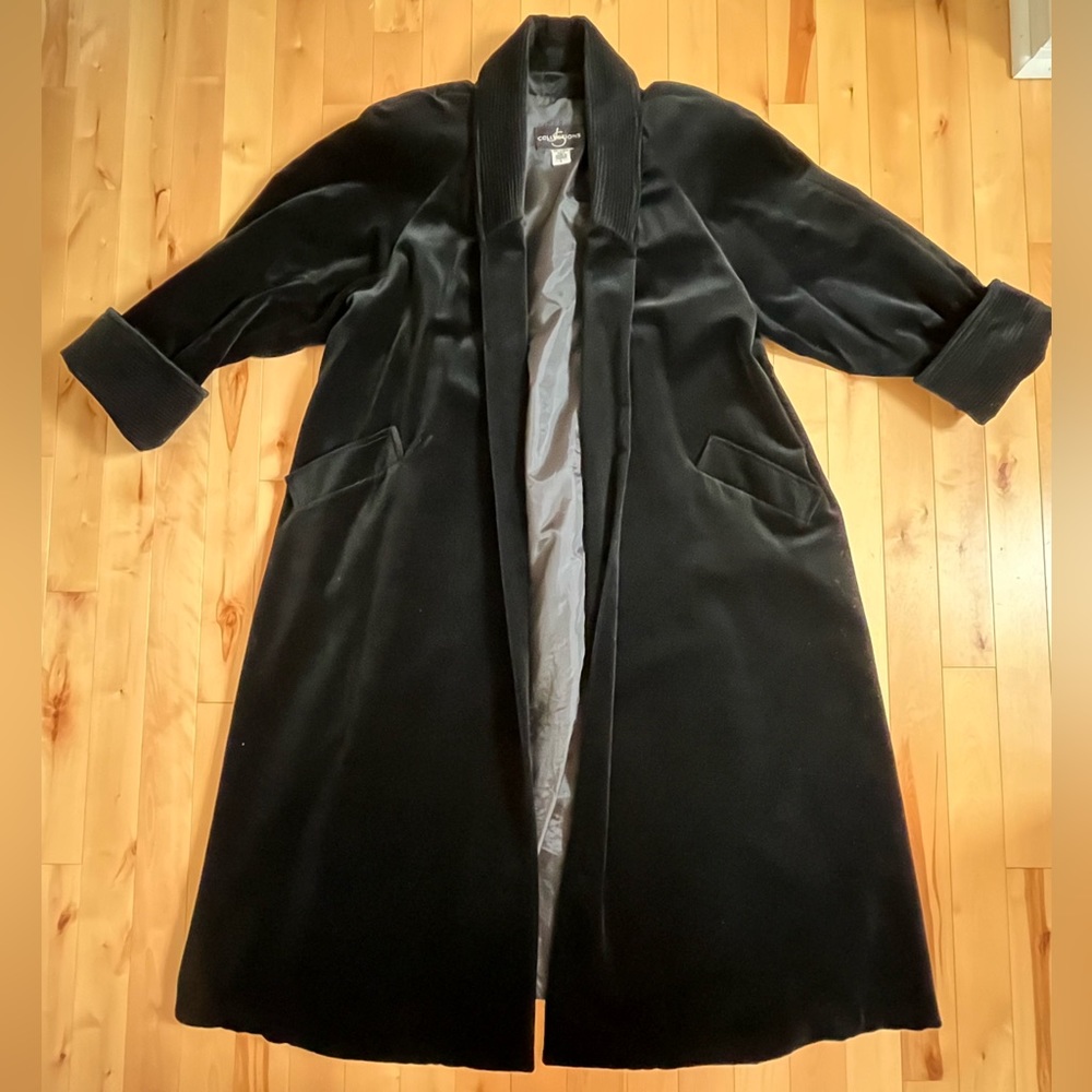 Velvet Vintage Long Open Front Coat